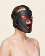 Illustrative LED mask portrait based on supplier reference. Product verification pending.